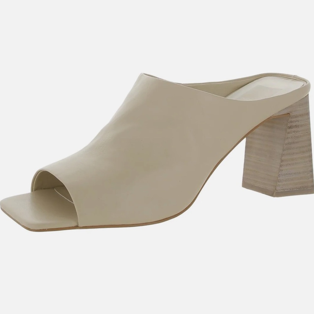 Dolce Vita Women's Natural Lizzo Leather Open Square Toe Mule Sandals